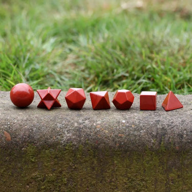 Red Jasper Platonic Solids Sacred Geometry Set-Your Soul Place